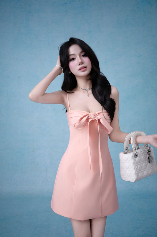 Melisse Mini Dress In Peachy Pink (Can be worn 3 ways)