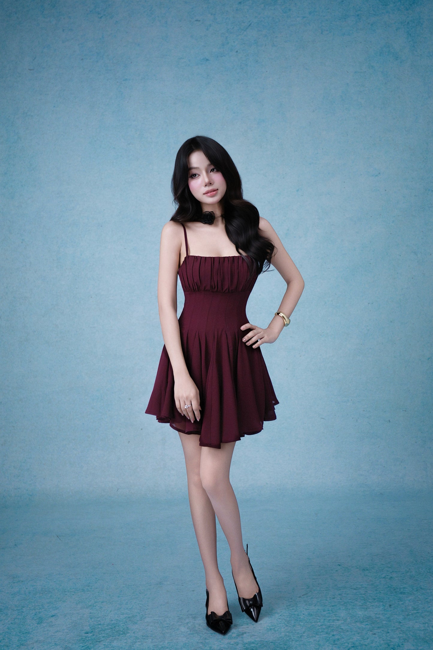 Hera Mini Dress In Burgundy