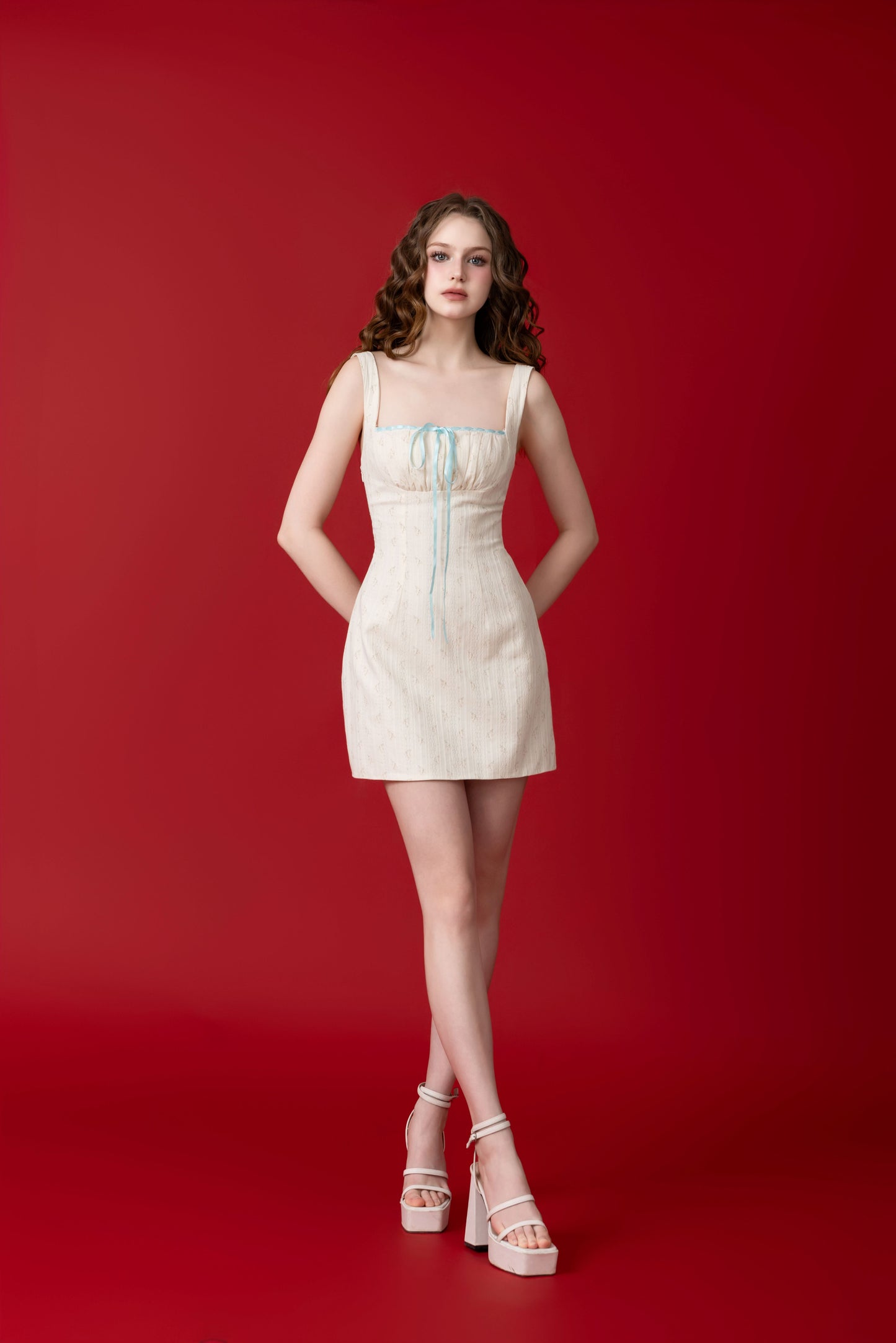 Lyla Corset Lacing Texture Floral Mini Dress