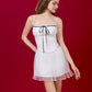 Lovia Ribbon Corset Top - White (No Boning - fake corset panelling)