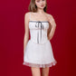 Lovia Ribbon Corset Top - White (No Boning - fake corset panelling)