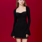 Maya Double Bell Sleeves Mini Long Sleeve Dress - Black