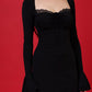 Maya Double Bell Sleeves Mini Long Sleeve Dress - Black