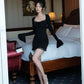 Maya Double Bell Sleeves Mini Long Sleeve Dress - Black