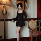 Maya Double Bell Sleeves Mini Long Sleeve Dress - Espresso Brown