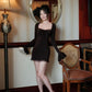 Maya Double Bell Sleeves Mini Long Sleeve Dress - Espresso Brown