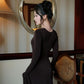 Maya Double Bell Sleeves Mini Long Sleeve Dress - Espresso Brown