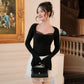 Mia long bell sleeves top - Black