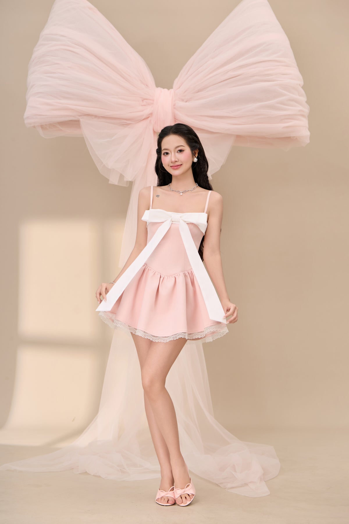 Vanelle Mega Ribbon Dress - Pink