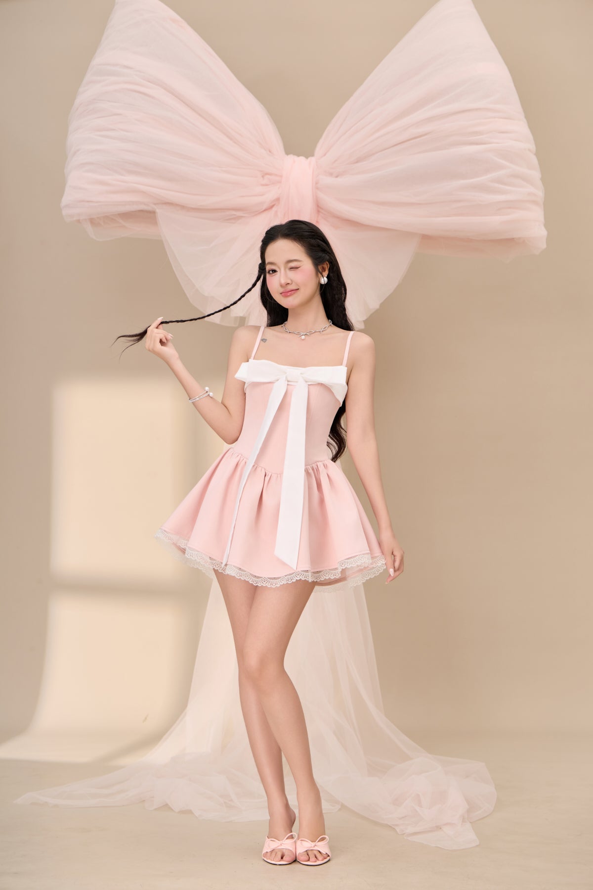 Vanelle Mega Ribbon Dress - Pink