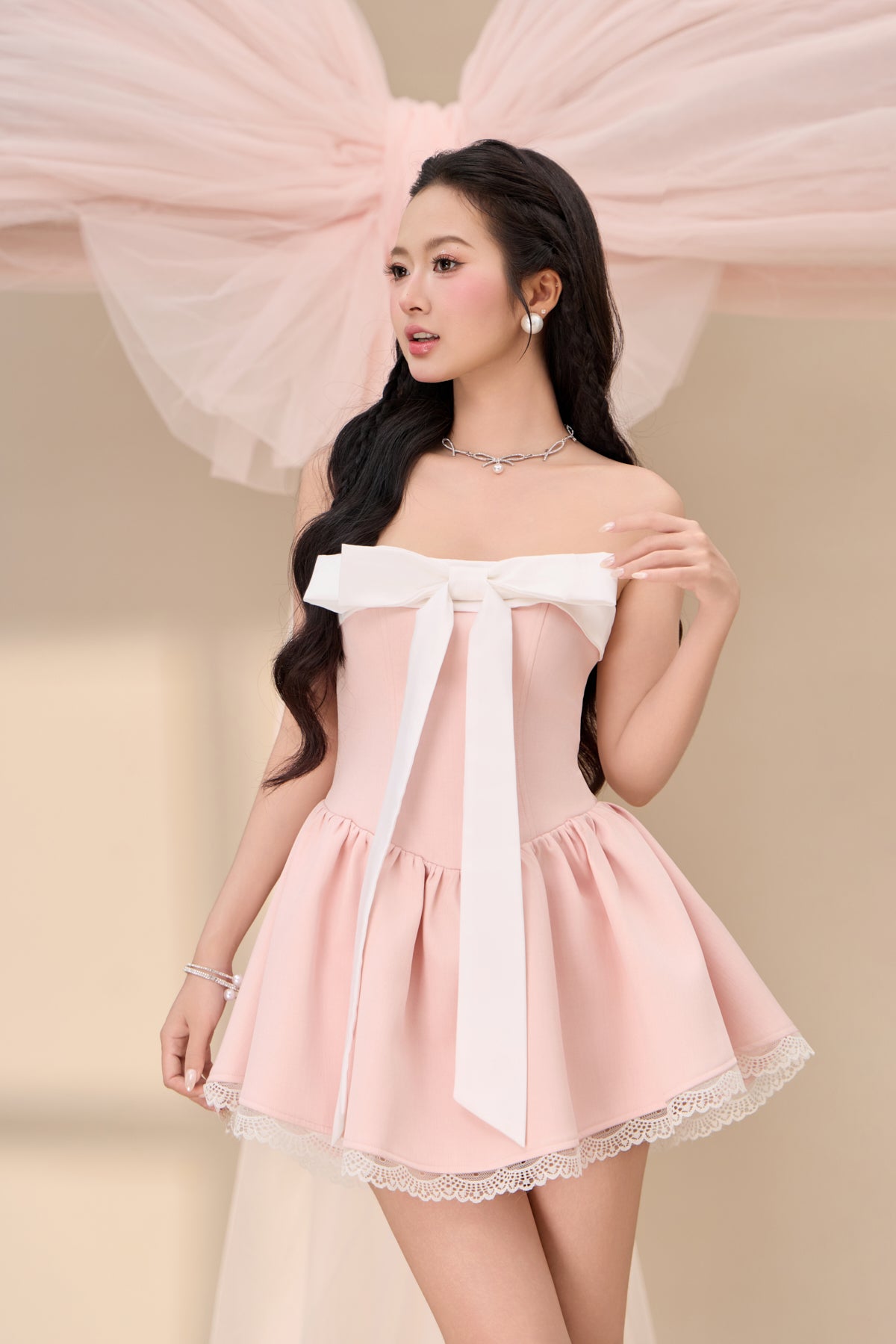 Vanelle Mega Ribbon Dress - Pink