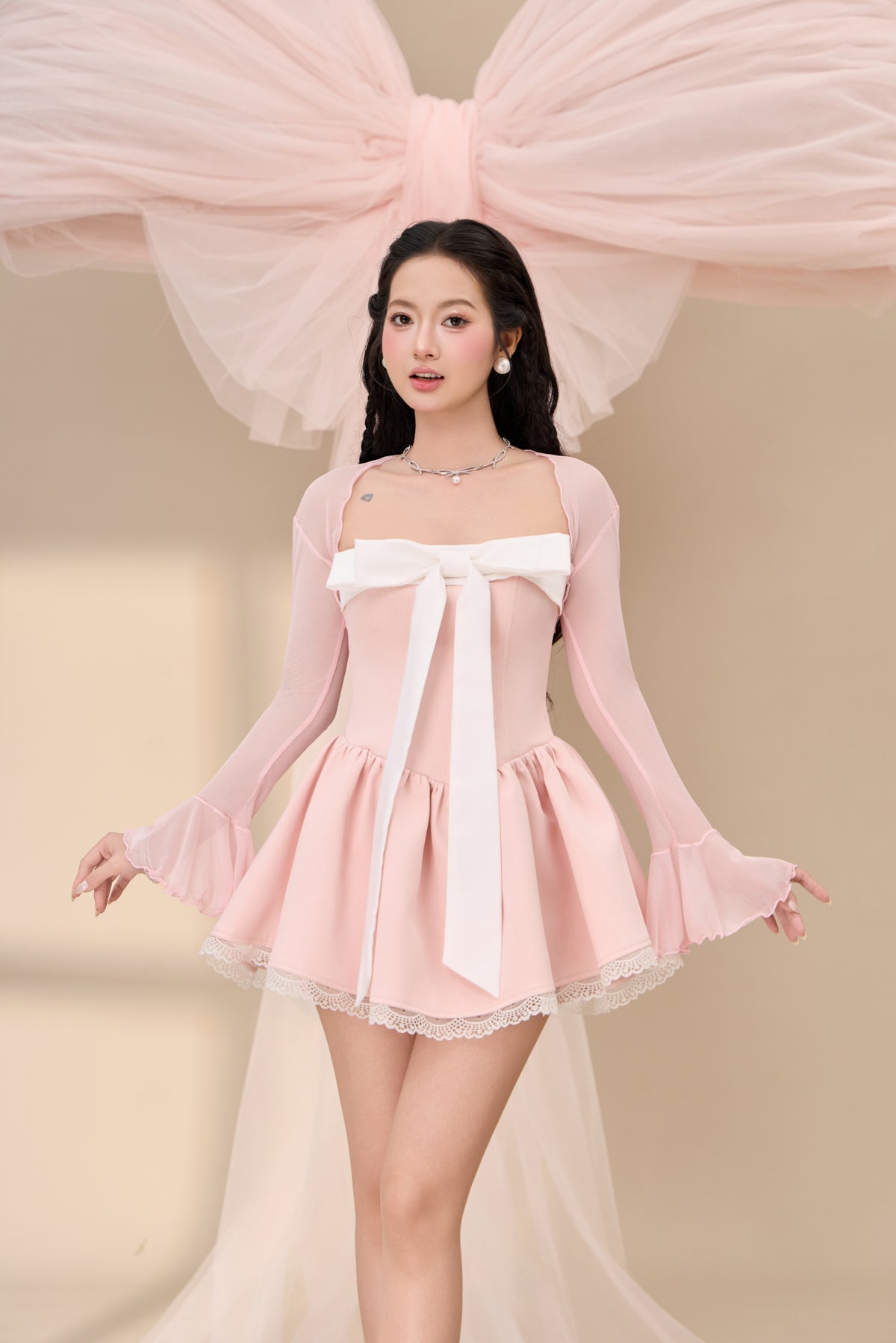 Vanelle Mega Ribbon Dress - Pink