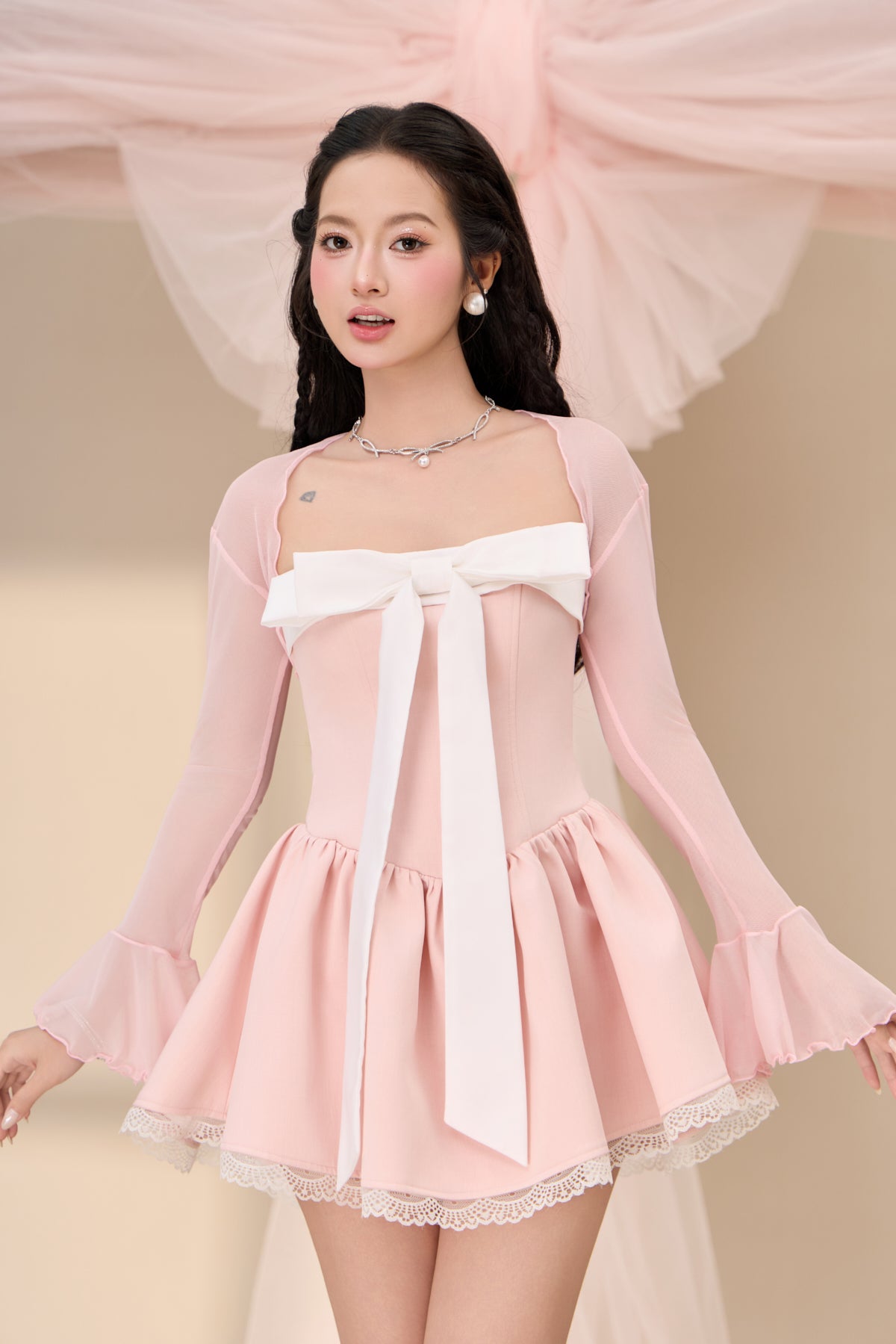 Vanelle Mega Ribbon Dress - Pink