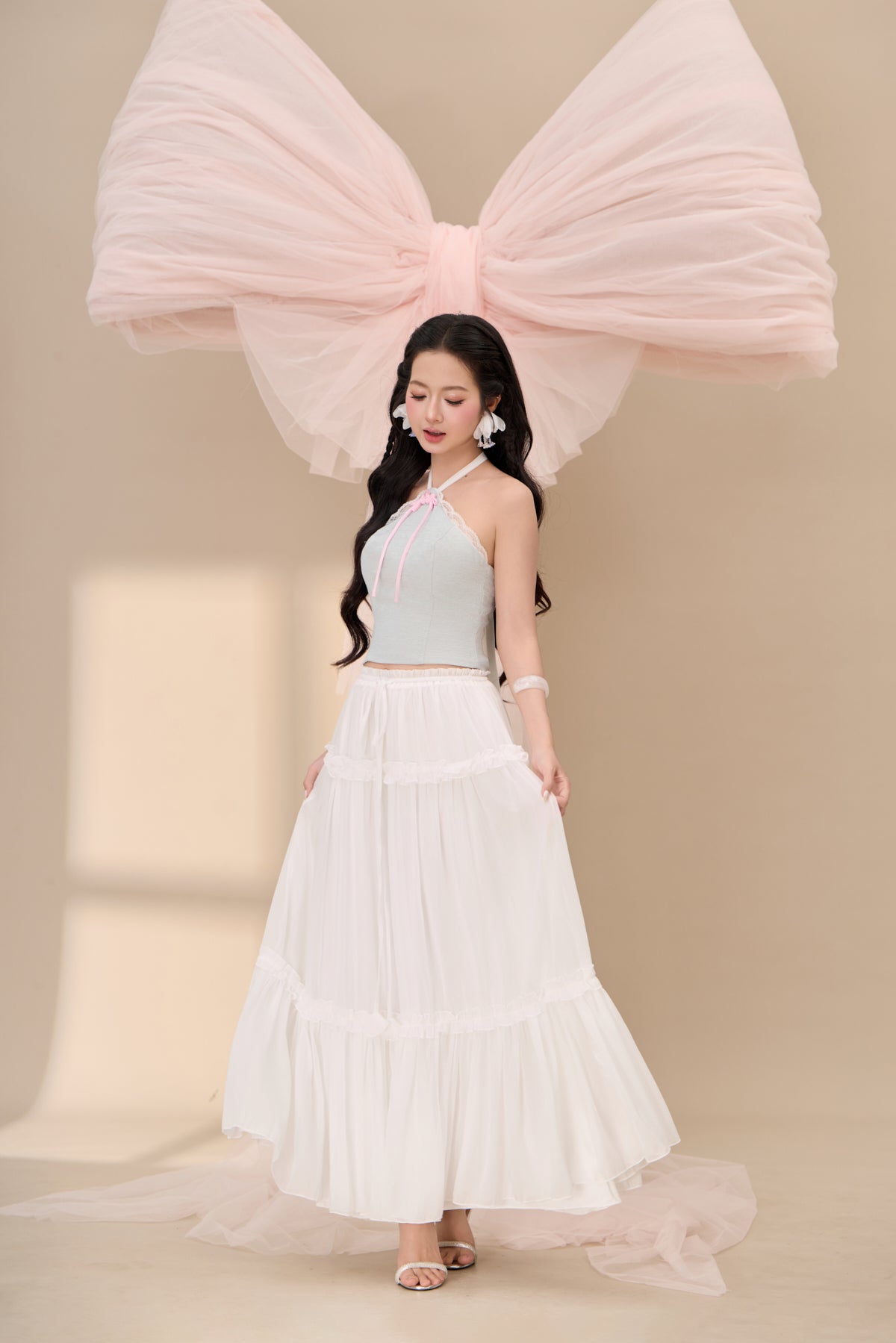 Xu Lace Halter Top - Blue