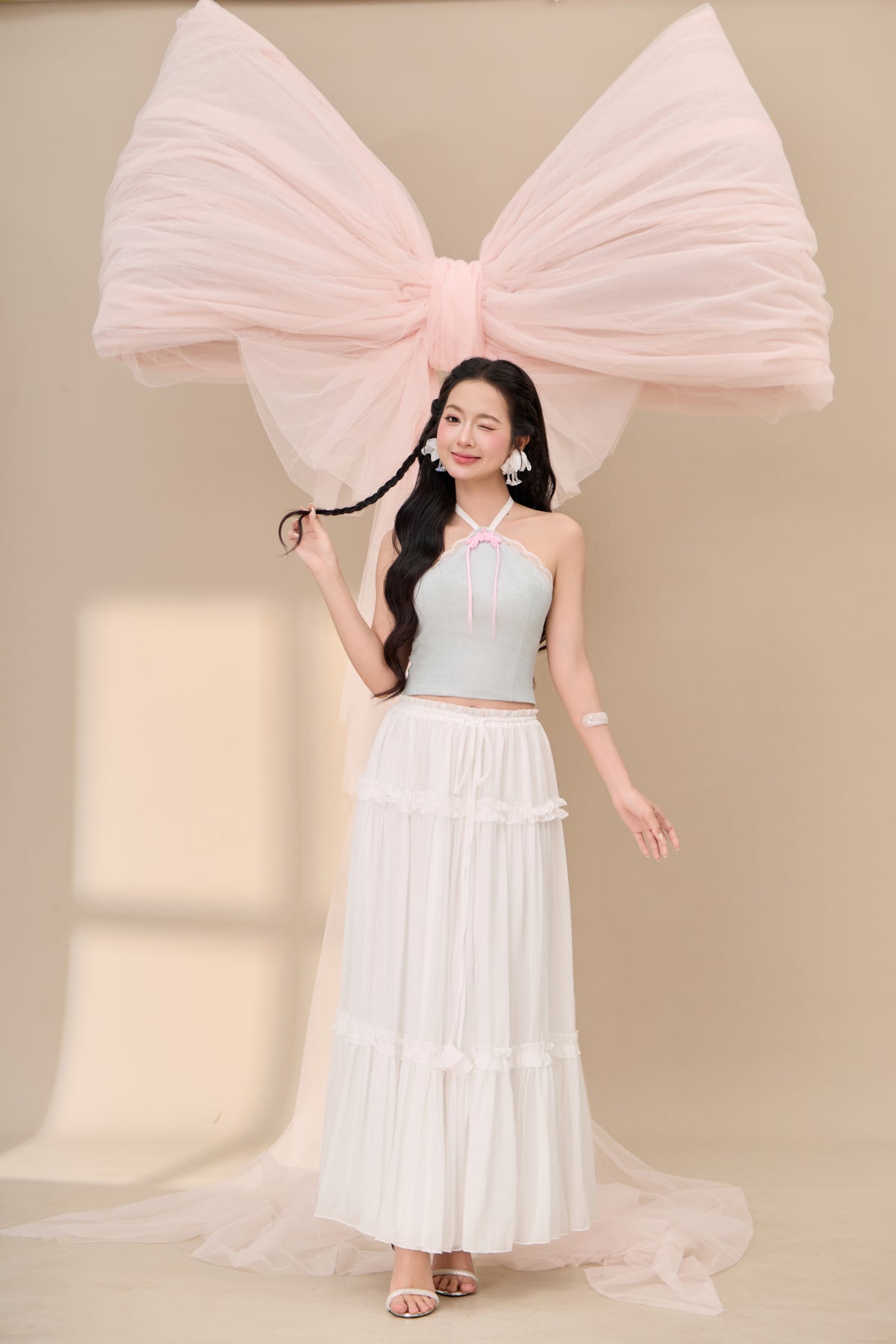 Xu Lace Halter Top - Blue