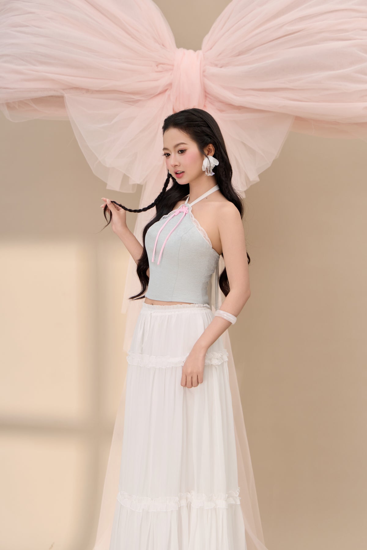 Xu Lace Halter Top - Blue