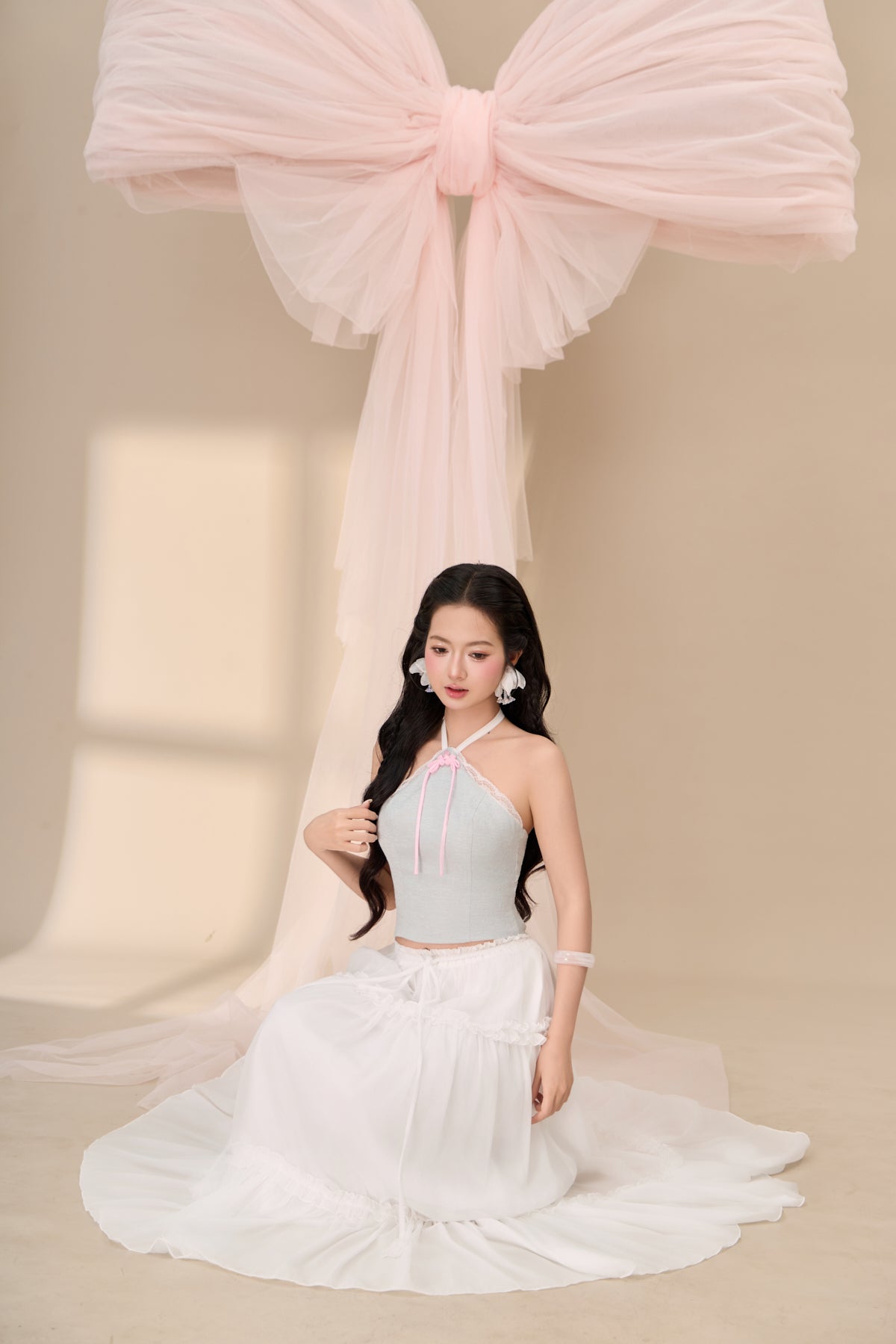 Xu Lace Halter Top - Blue