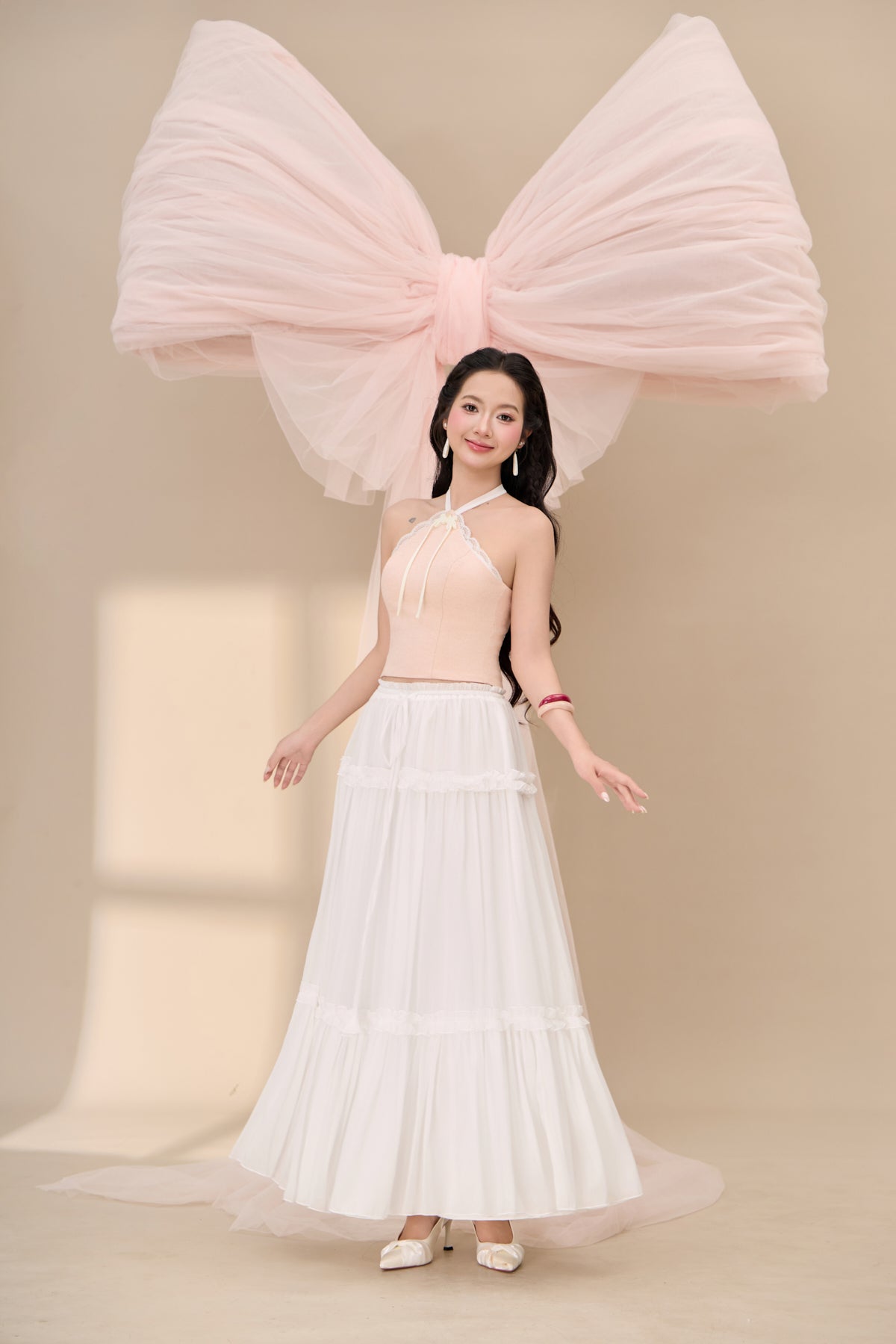 Xu Lace Halter Top - Pink