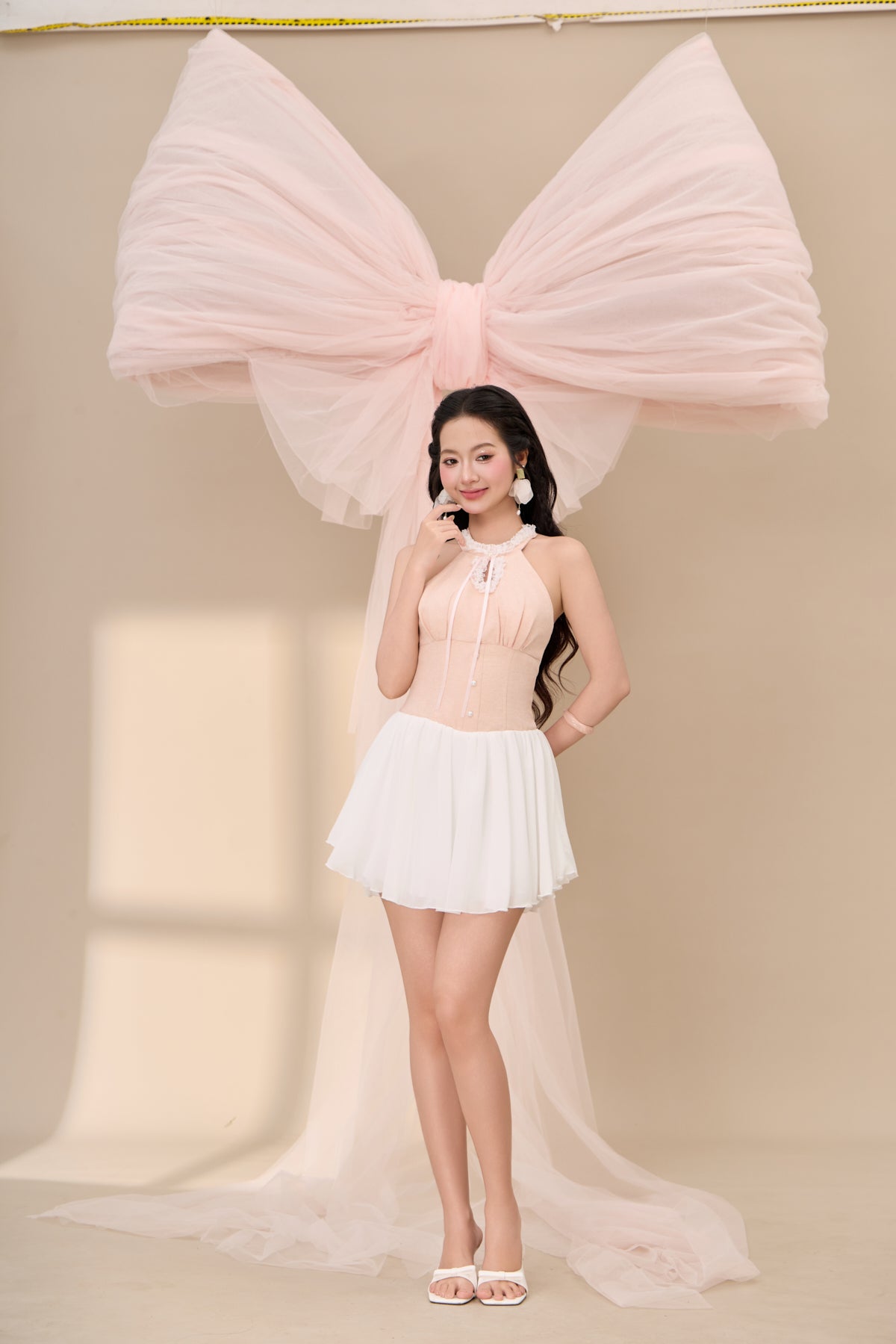 Xin Lace Halter Mini Dress - Pink