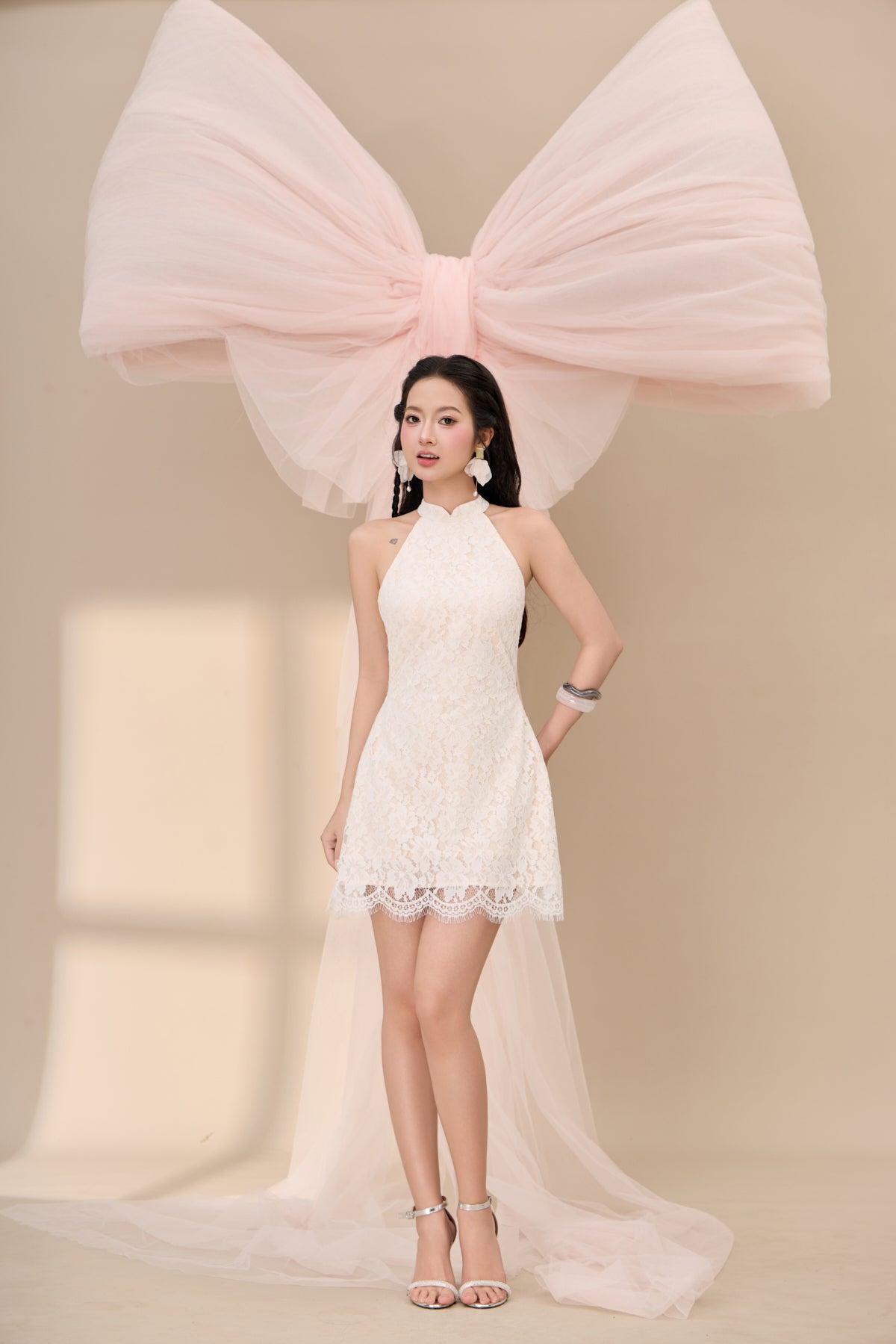 Anne Eyelash Lace Trimming Mini Dress