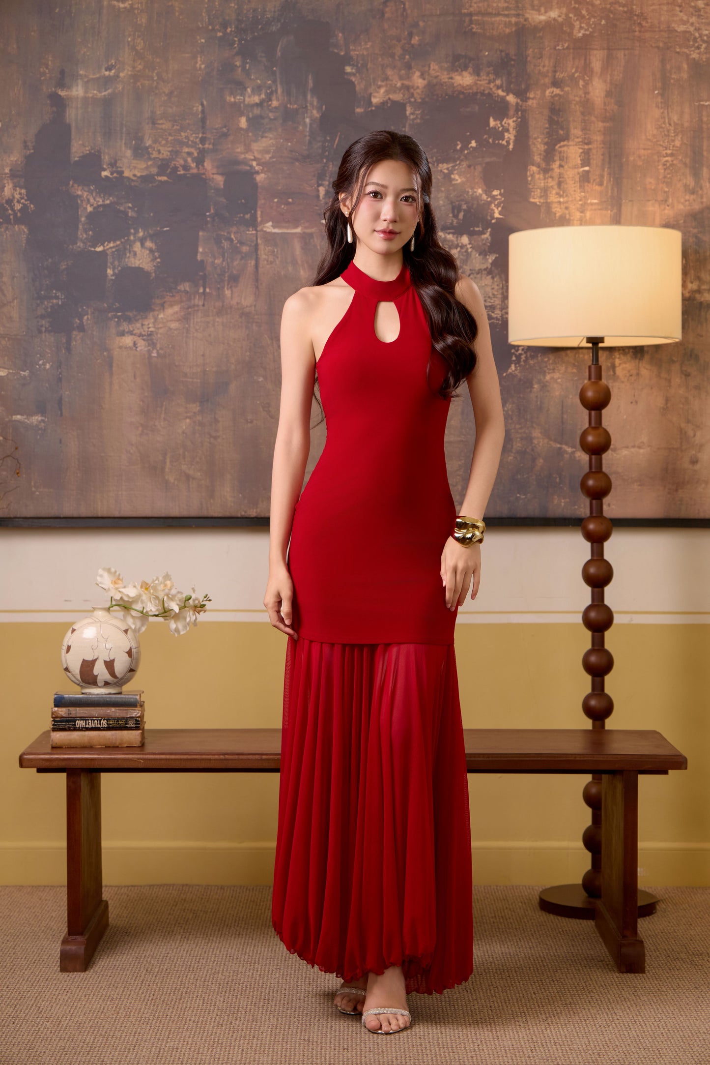 Rui Maxi Mesh Dress - Red