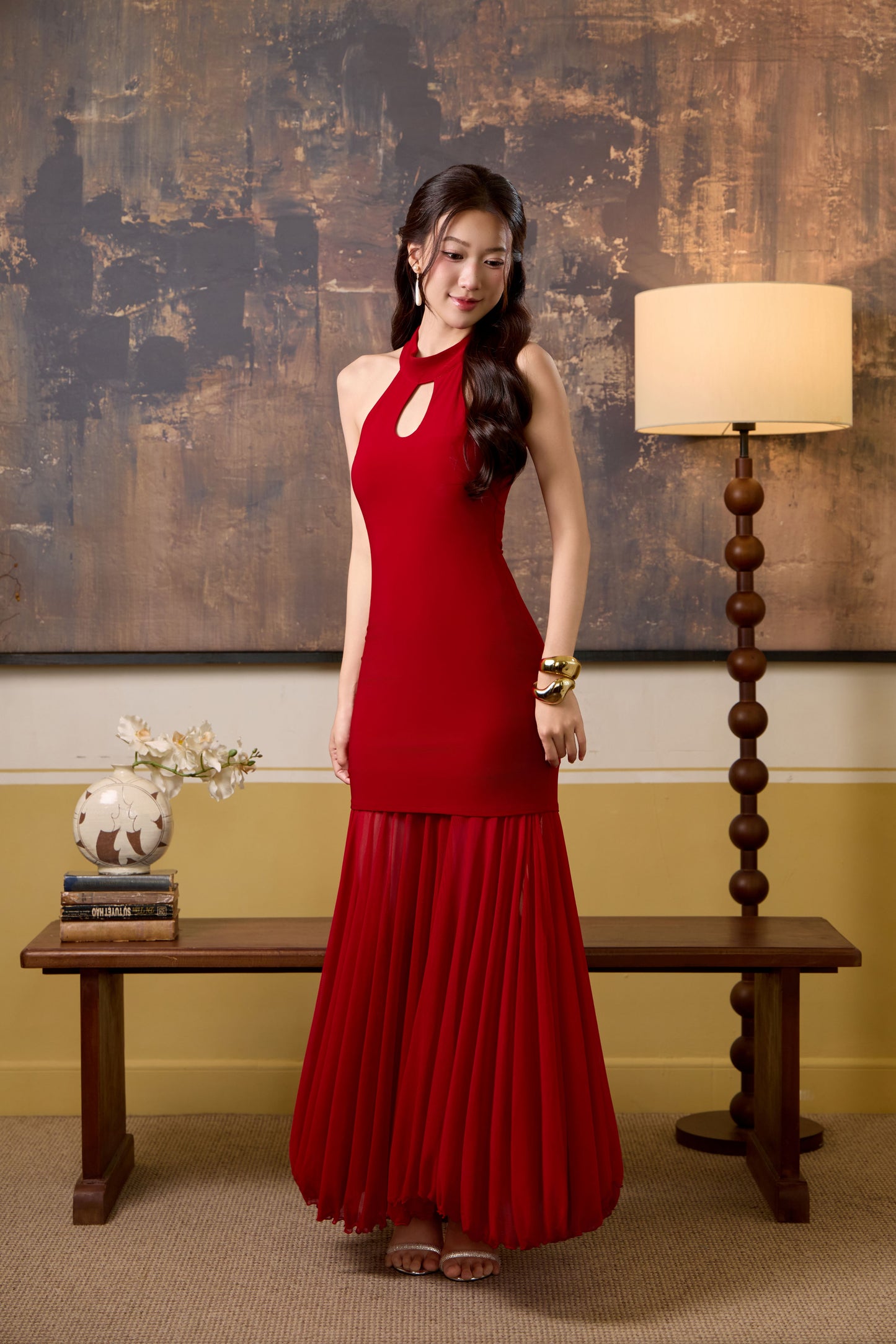 Rui Maxi Mesh Dress - Red