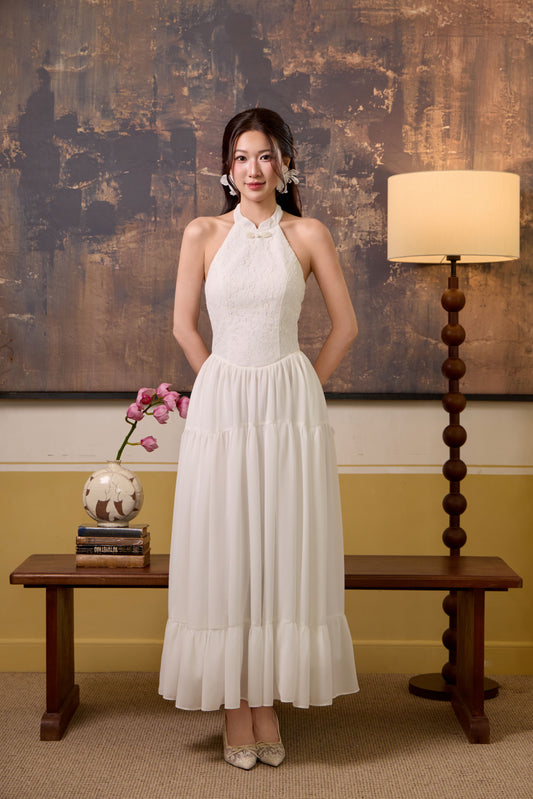 Ying lace corset maxi dress - White