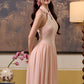 Fu Jaquard Corset Drop Waist Maxi Dress - Pink
