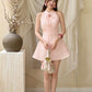 Tang Cheongsam Side Pleat Dress - Pink Jacquard