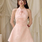 Tang Cheongsam Side Pleat Dress - Pink Jacquard