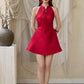 Tang Cheongsam Side Pleat Dress - Red Jacquard