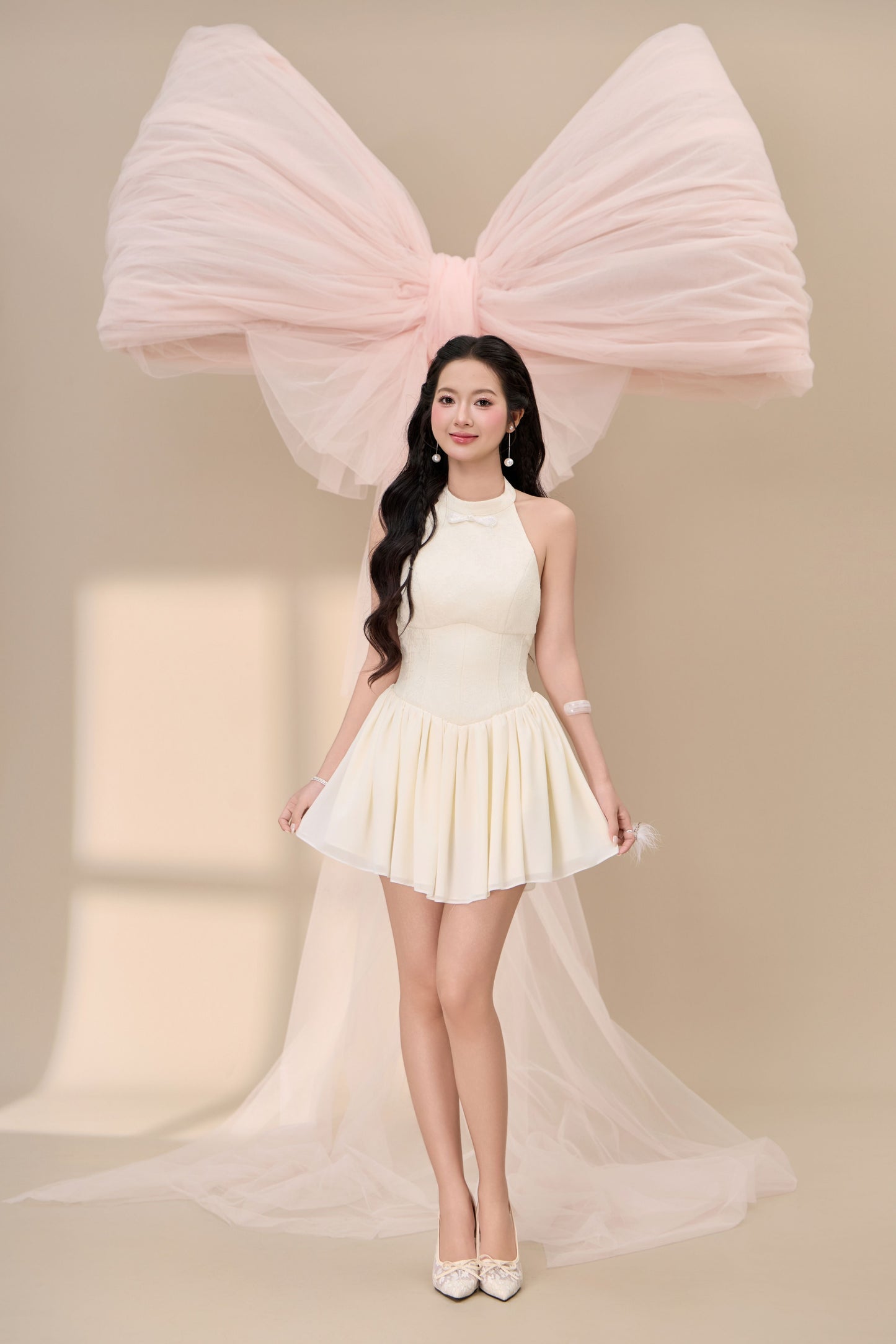 Yi Drop Waist Dress - Cream White bubd Yi Drop Waist Dress - Cream White bubd
