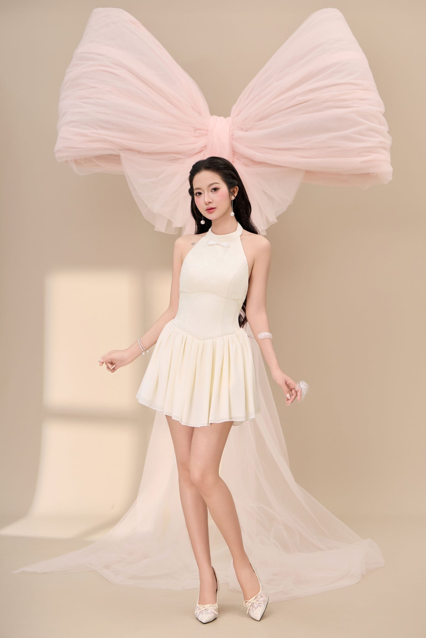 Yi Drop Waist Dress - Cream White