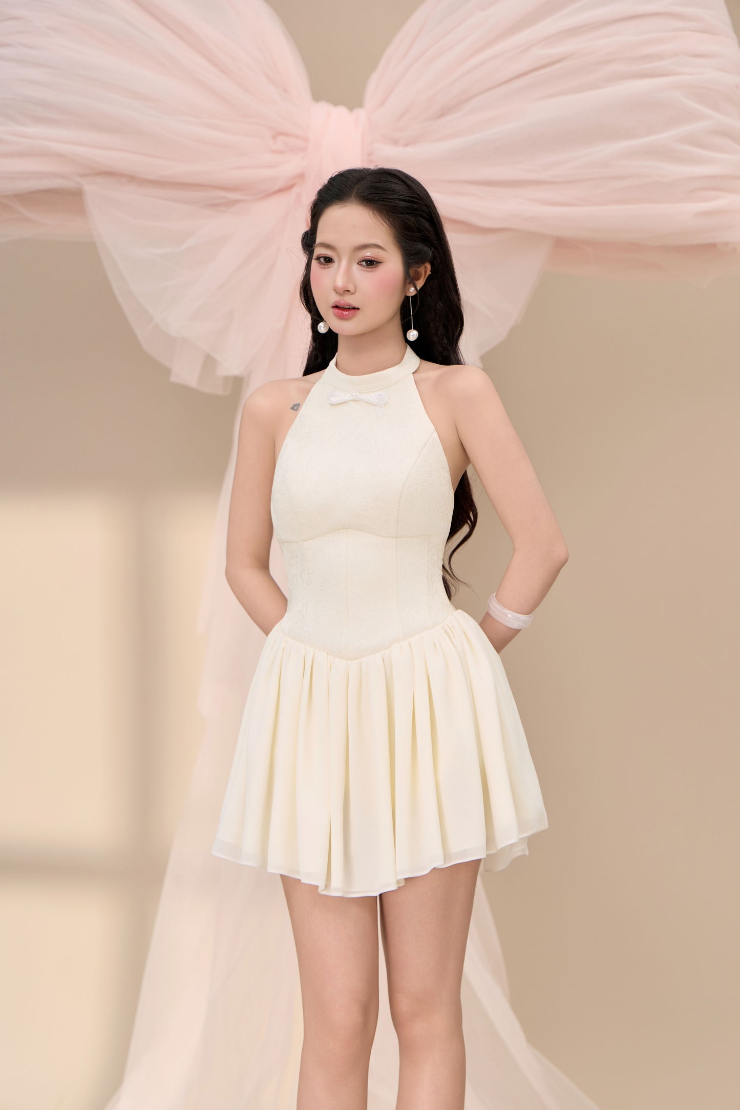 Yi Drop Waist Dress - Cream White