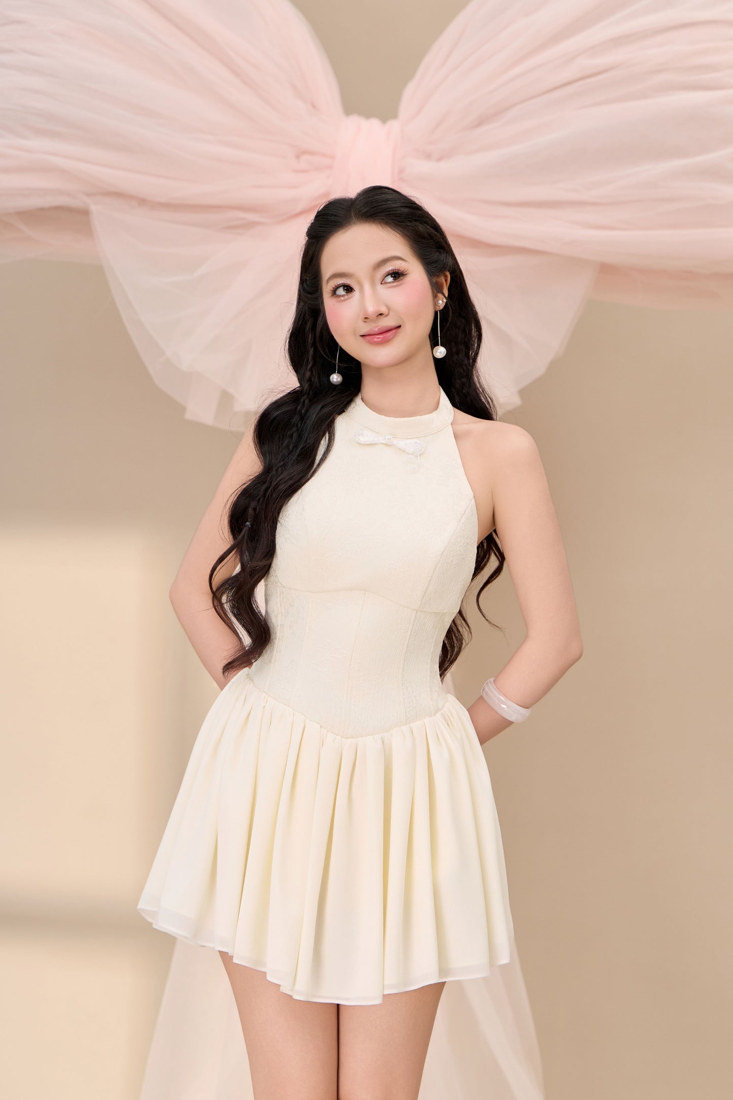 Yi Drop Waist Dress - Cream White
