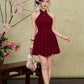Jade corset panelling dress - Dark Maroon