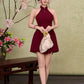 Jade corset panelling dress - Dark Maroon