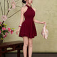 Jade corset panelling dress - Dark Maroon