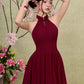 Jade corset panelling dress - Dark Maroon
