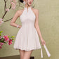 Jade corset panelling dress - White
