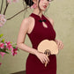 Bliss Lace Qipao - Dark Maroon