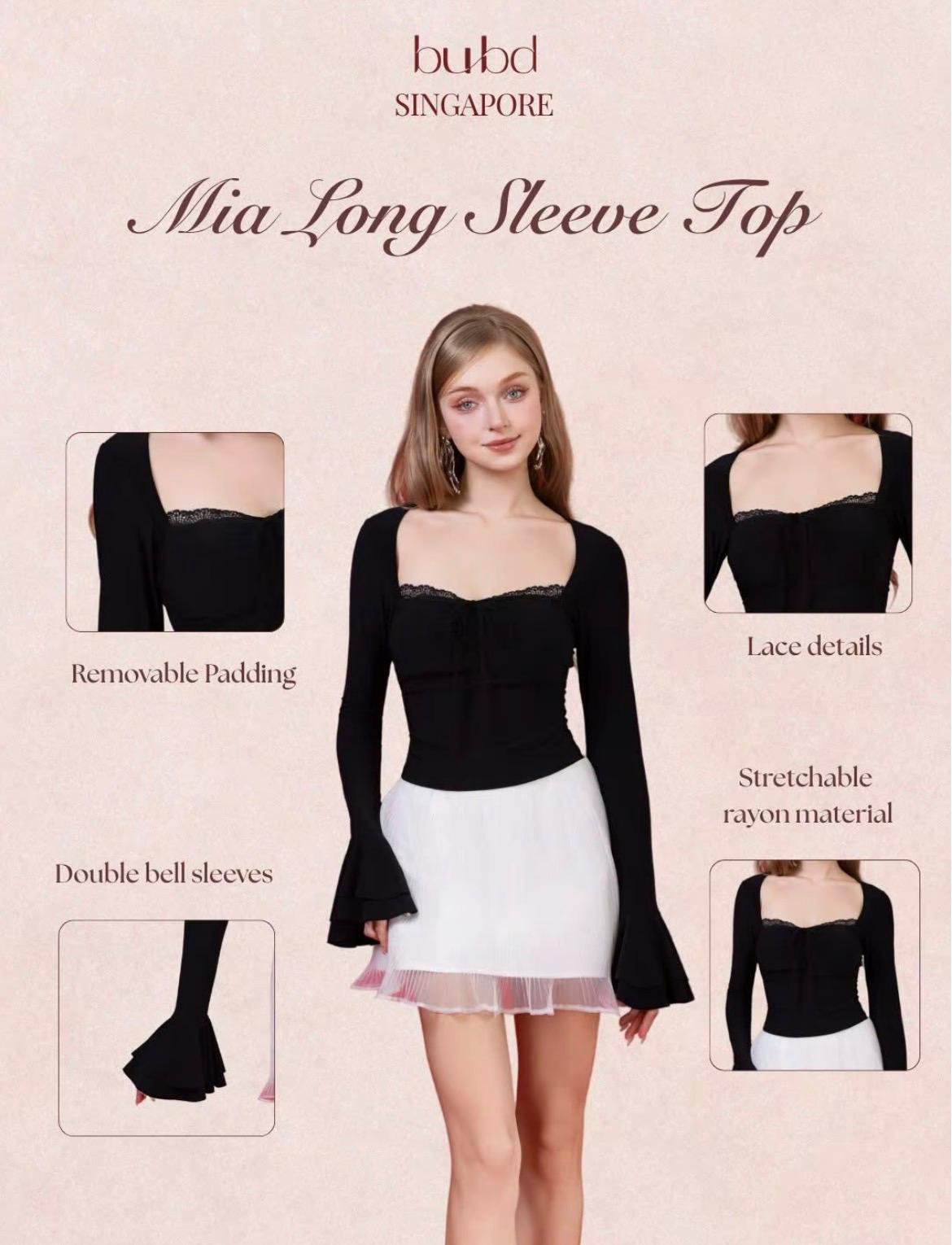 Mia long bell sleeves top - White