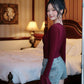 Mia long bell sleeves top - Burgundy