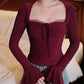 Mia long bell sleeves top - Burgundy