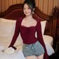 Mia long bell sleeves top - Burgundy