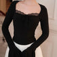 Mia long bell sleeves top - Black