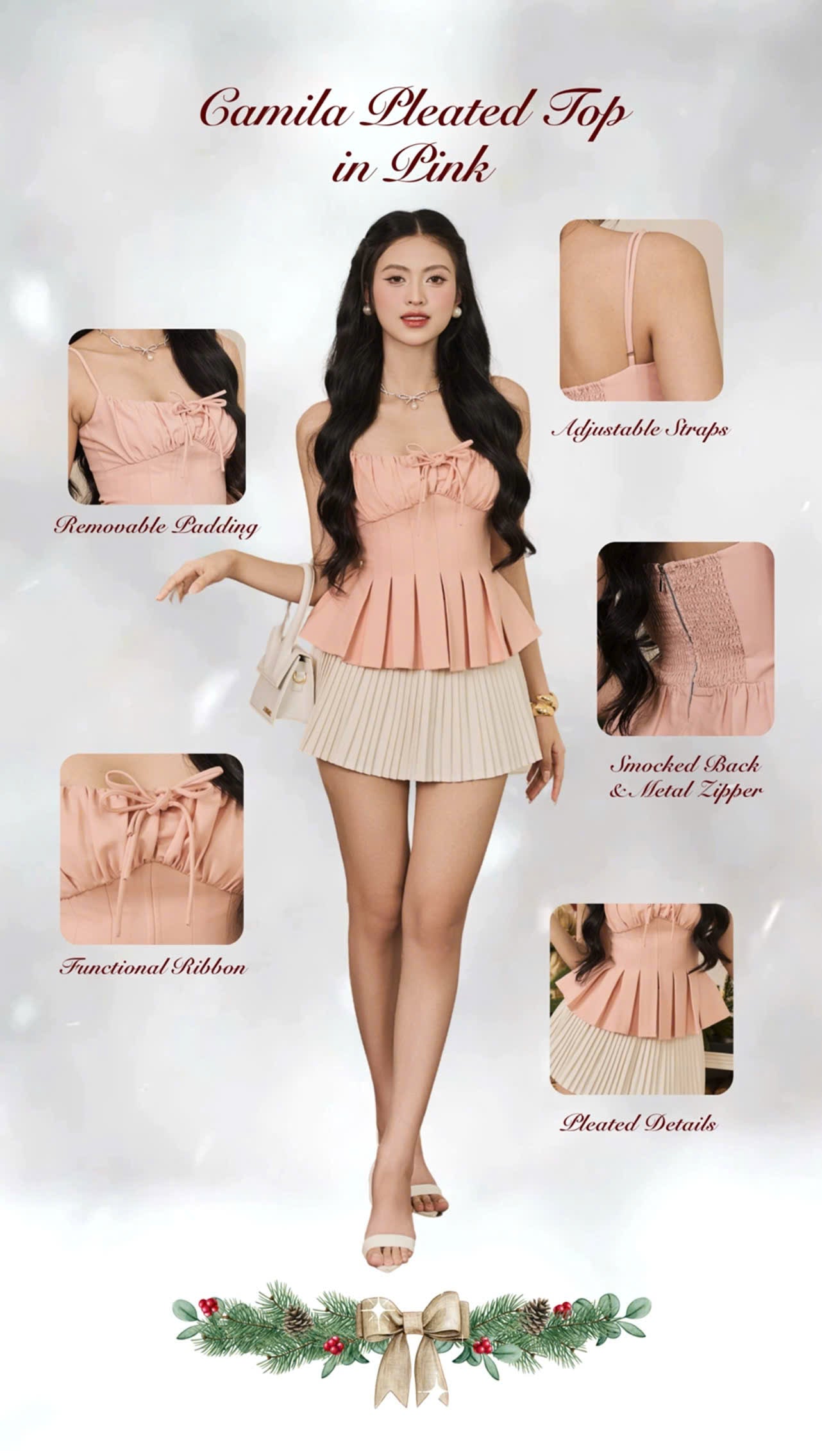 Camila Pleated Top - Apricot Pink