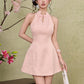 Petal Cheongsam Dress - Jaquard Pink