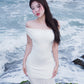 Solana Maxi Mesh Dress In White