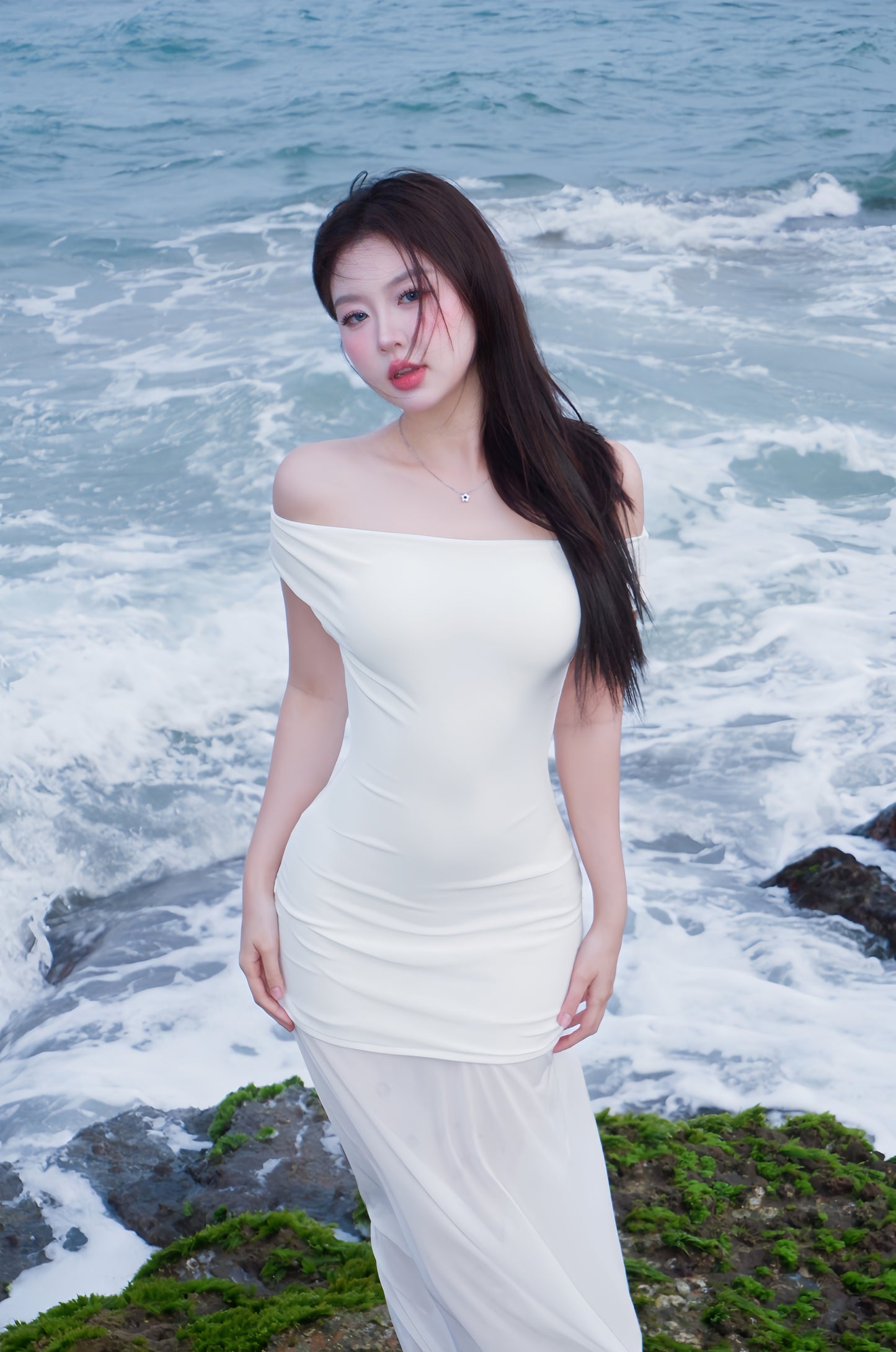 Solana Maxi Mesh Dress In White